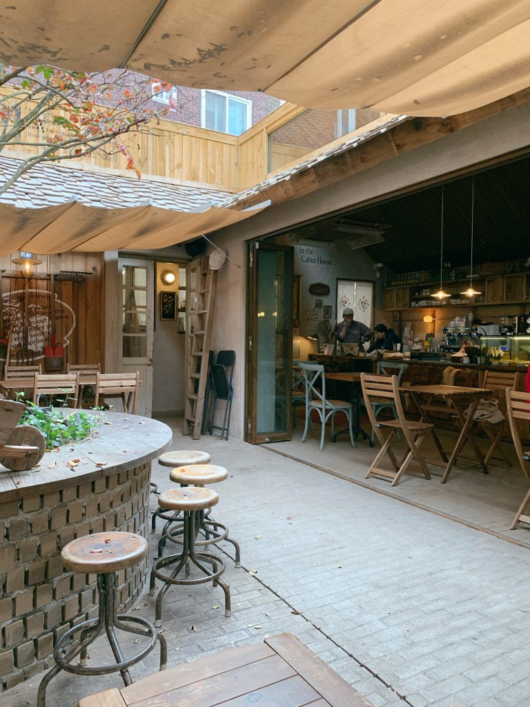 A trendy lifestyle cafe in Seongsu-dong, Seoul, located near the SM Entertainment KWANGYA building, a must-visit spot for K-pop fans.