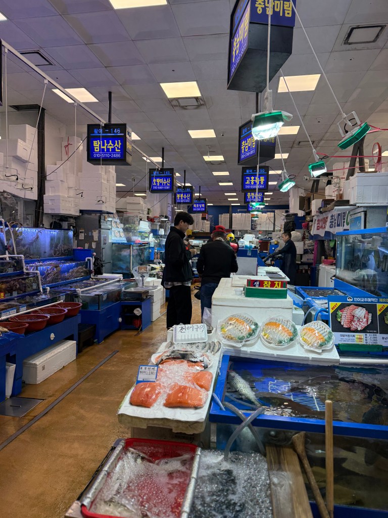 A panoramic view of the modern and bustling Noryangjin Fisheries Wholesale Market.
