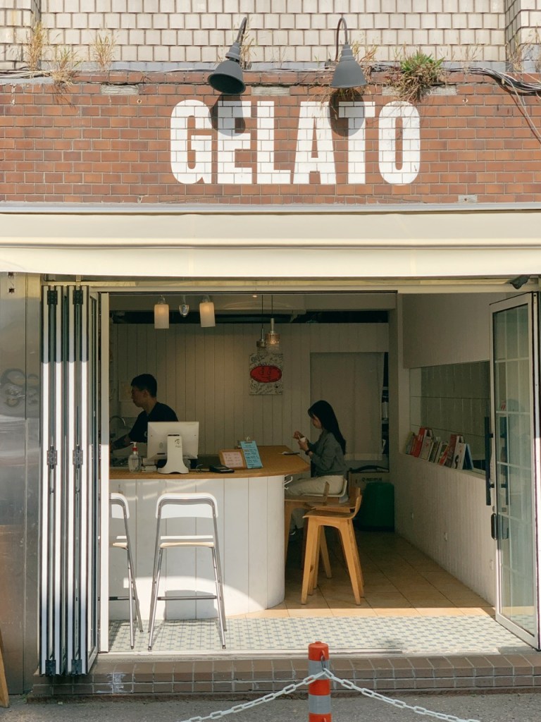 The stylish interior of a famous dessert boutique in the heart of Seongsu.